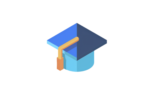 Isometric illustration of a graduation cap, symbolizing education, achievement, and academic success, perfect for educational or celebratory themes. png