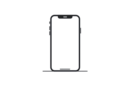 Minimalist black smartphone outline on a transparent background, perfect for design mockups or technology-themed presentations. png