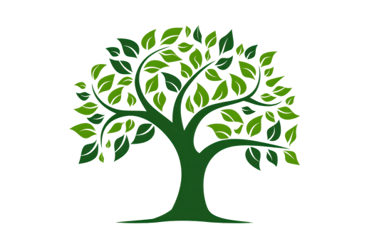 Graphic illustration of a green tree with lush foliage, ideal for nature, environment, and botanical themes. png