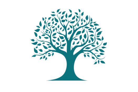 Stylized blue tree illustration with detailed leaves, perfect for nature-themed designs, eco-friendly projects, and graphic art inspirations. png