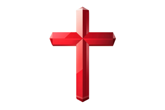 Red shiny 3D cross symbol isolated on a transparent background. perfect for religious, Christian, and faith-based design projects. png