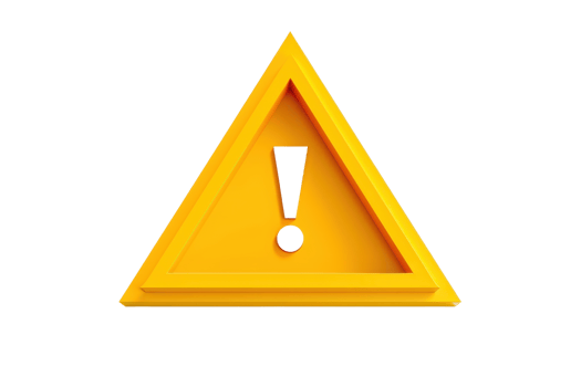 3D yellow warning sign with an exclamation mark isolated on transparent background. symbolizing caution, alert, and attention. png