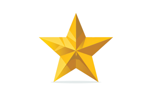 Bright, shiny golden star icon with geometric design, isolated on a transparent background. perfect for awards, achievements, and recognition graphics. png