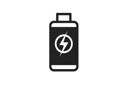 Minimalistic black battery icon representing power and energy. Perfect for use in technology, electronics, and renewable energy projects. png