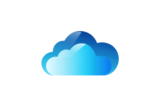 Digital blue cloud icon representing cloud computing, data storage, and online services in a modern, sleek visual style. png