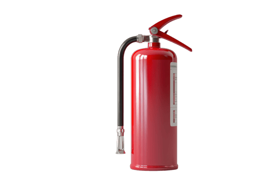A red fire extinguisher isolated on a transparent background. essential for fire safety and emergency preparedness in homes and workplaces. png