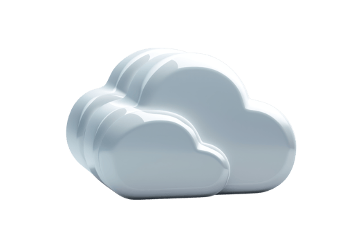 3D illustration of a white cloud shape. Ideal for representing cloud computing, weather, or online storage concepts. png