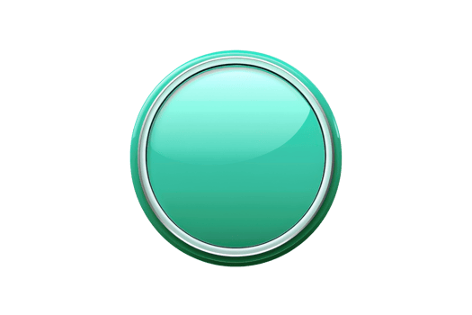 Glossy green button icon with a metallic border, isolated on a transparent background showcasing modern and sleek digital design elements. png
