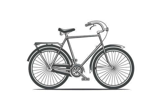 Minimalist line art of a classic bicycle, ideal for transportation and fitness related design projects. png