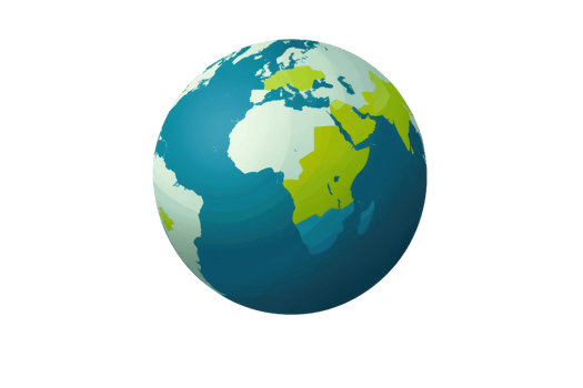 A digitally illustrated globe showcasing the Earth with a focus on the continents of Africa, Europe, and Asia. png