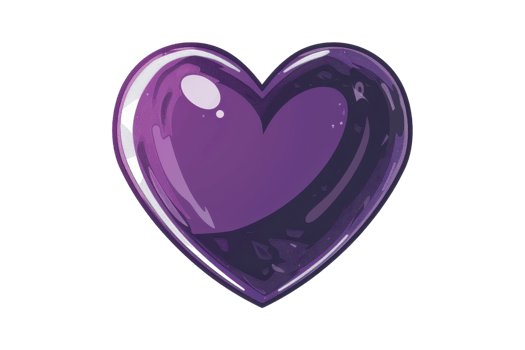 Vivid purple heart icon with a glossy finish, perfect for use in romance, love-themed designs, or digital stickers and emoji collections. png