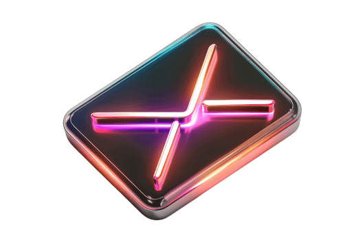 Neon-lit futuristic symbol with glowing lines on a sleek, modern surface. Perfect for digital art, techno themes, and abstract design projects. png