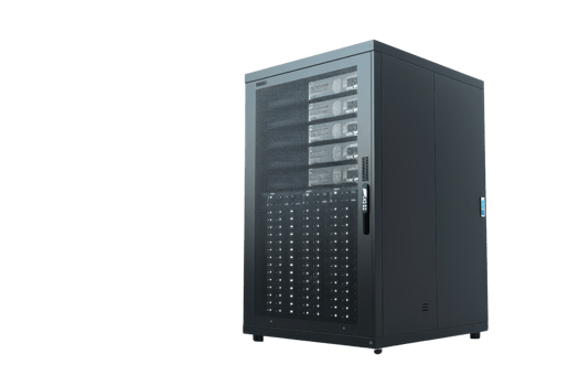 Professional server rack with multiple network servers isolated on transparent background. Ideal for IT infrastructure and data center visuals. png