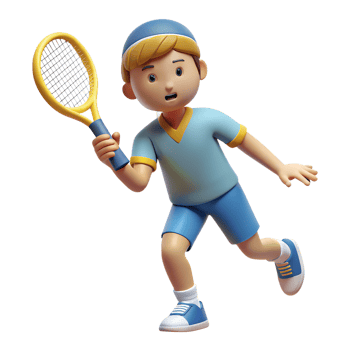 Cartoon guy is playing tennis 3d illustration isolated png