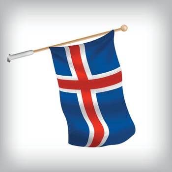 Realistic illustration of Iceland flags waving on the wall. The set is in the collection vector