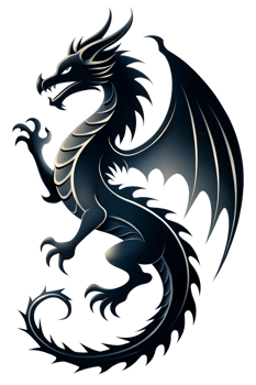 Black dragon soaring in the dark png