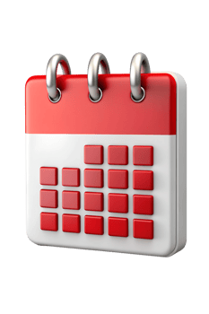 Calendar with red squares for important dates png