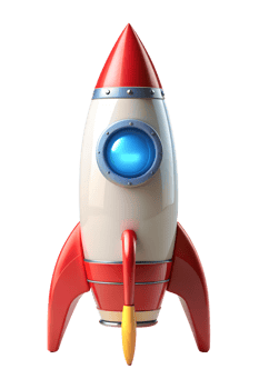 Colorful toy rocket with a glowing blue light png