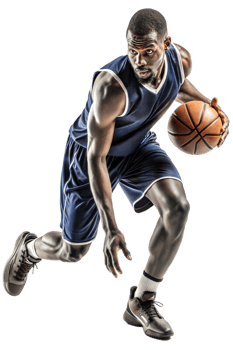 Indoors, athlete dribbling a ball png