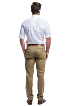 Back view of a man in formal attire standing still png