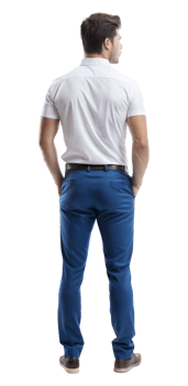 Casual menswear blue pants, white shirt png