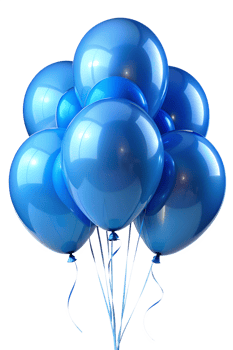 Festive blue balloons floating together png