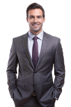 Confident man in a suit indoors png