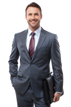 Confident businessman with briefcase png