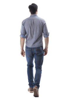 Man walking away on a white background png