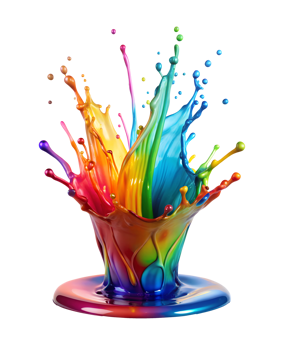 Colorful paint splash in mid air png