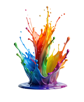 Vibrant splash of colored paint in creative action png