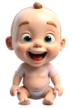 Smiling baby cartoon sitting on the floor png