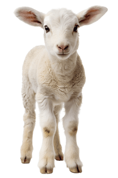 A playful lamb standing on a white background png