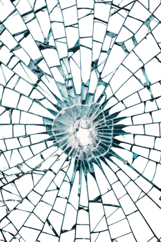 Broken glass with intricate cracks from impact png
