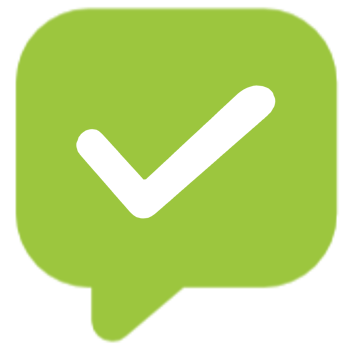 A green speech bubble with a tick mark png