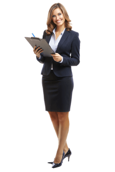 Business professional taking notes in a suit png