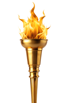 Golden torch burning brightly in a darkened space png