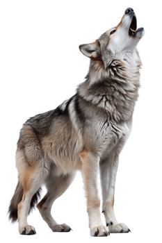 Wolf howling on a white daytime backdrop png