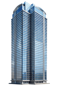 City skyscraper with glass facade png