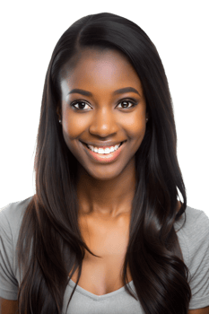 Young woman smiling with long hair png