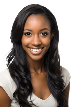 Smiling young woman with long hair png