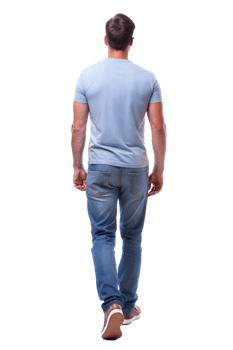 Casually dressed man walking away png