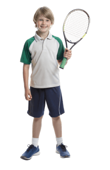 Boy with racket ready to play tennis png