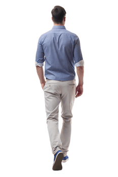 Man walking away in a casual outfit indoors png