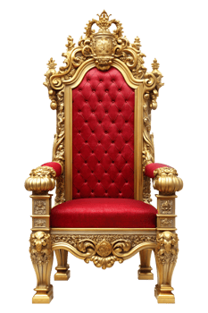 Elegant red upholstered gold throne png