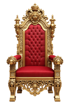 Ornate red and gold throne in luxurious design png
