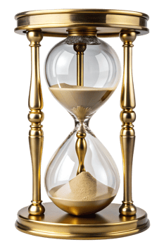Elegant gold hourglass on a simple stand png