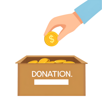 Charitable giving concept with donation box on a transparent background png