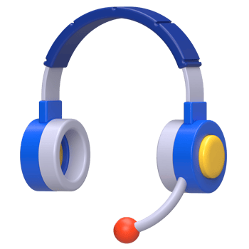 3D Headset with Microphone Icon for Audio Editing and Recording png
