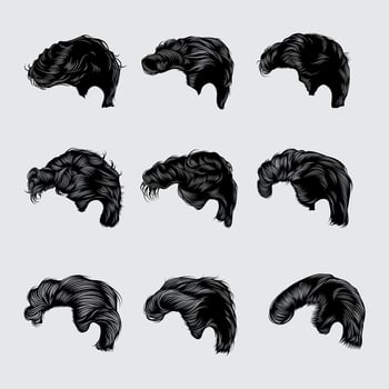 Set of retro hair style from the side vector